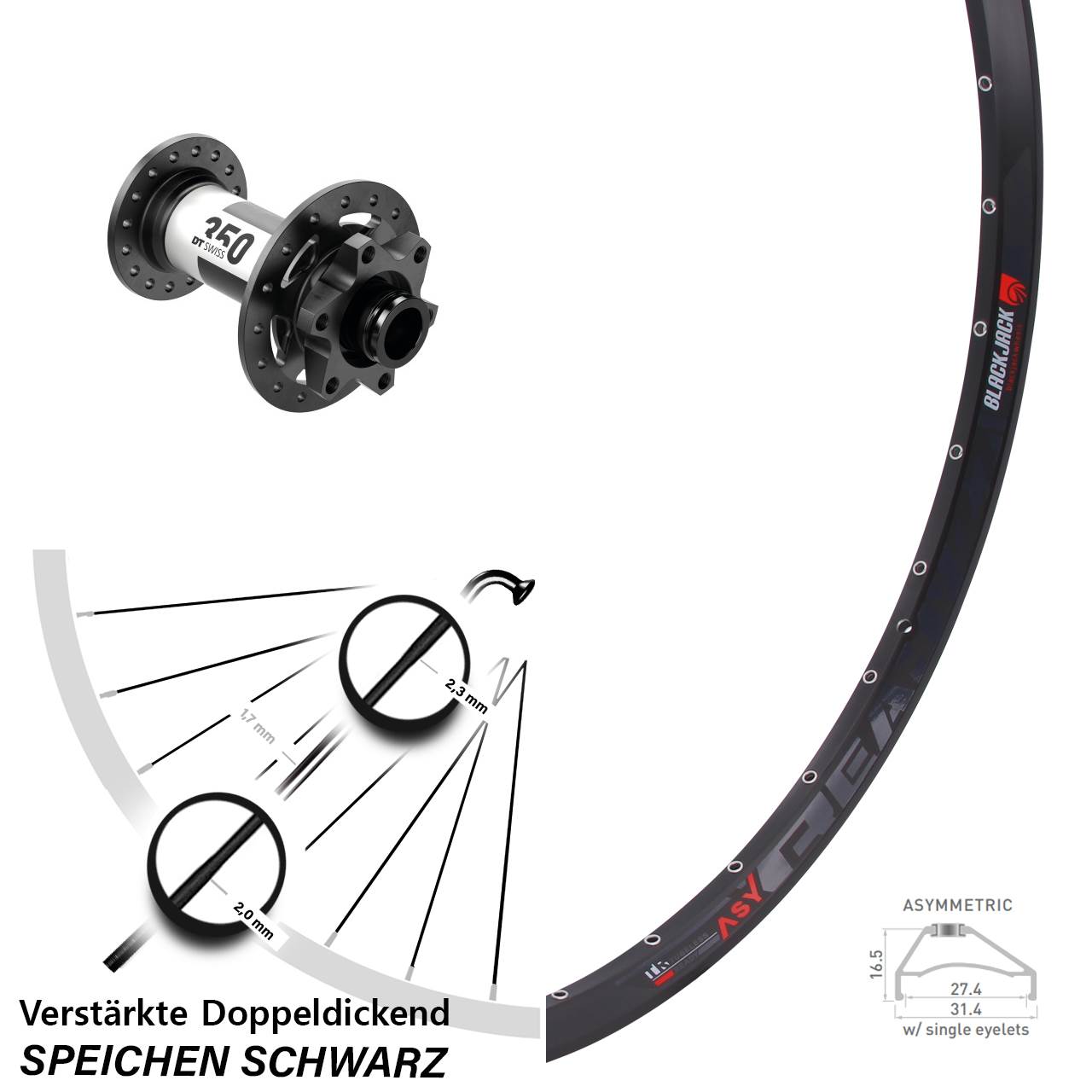 Disc Vorderrad 15x100 27,5 Zoll Rodi Ready 27 DT Swiss 350