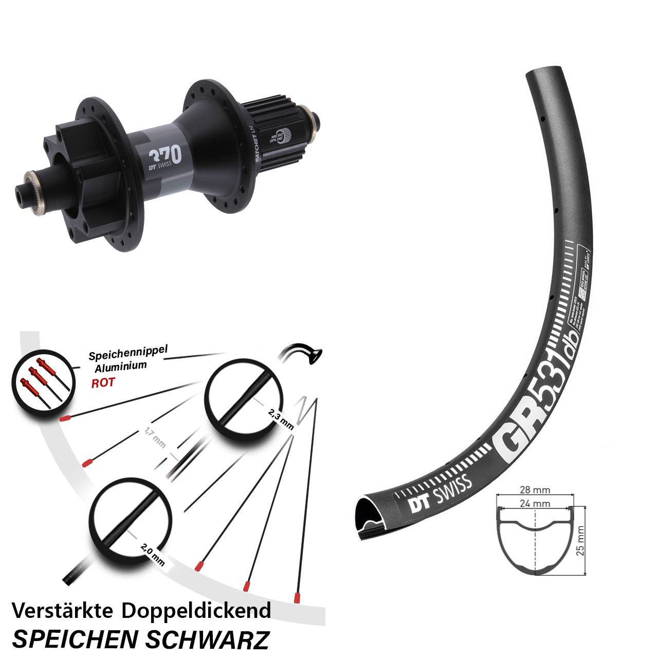 Disc Laufrad QR 28-29 Zoll DT Swiss GR531-370 Micro Spline