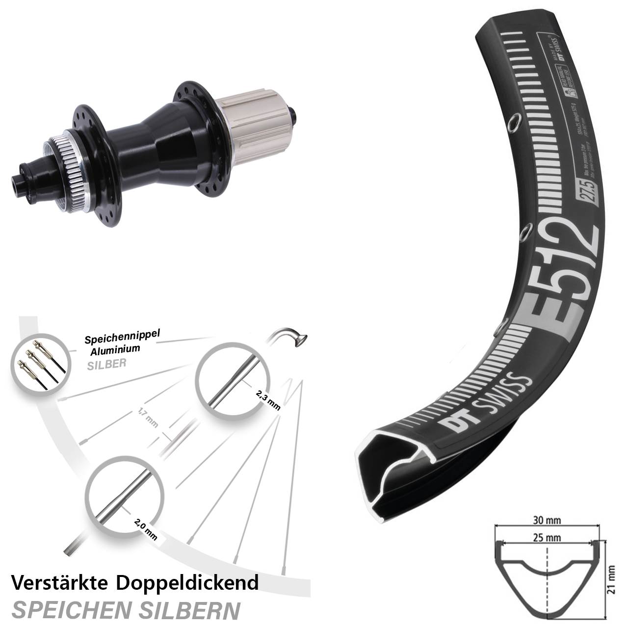 29 Zoll Hinterrad DT Swiss E 512 Novatec CL135 8-12 fach für Schnellspanner