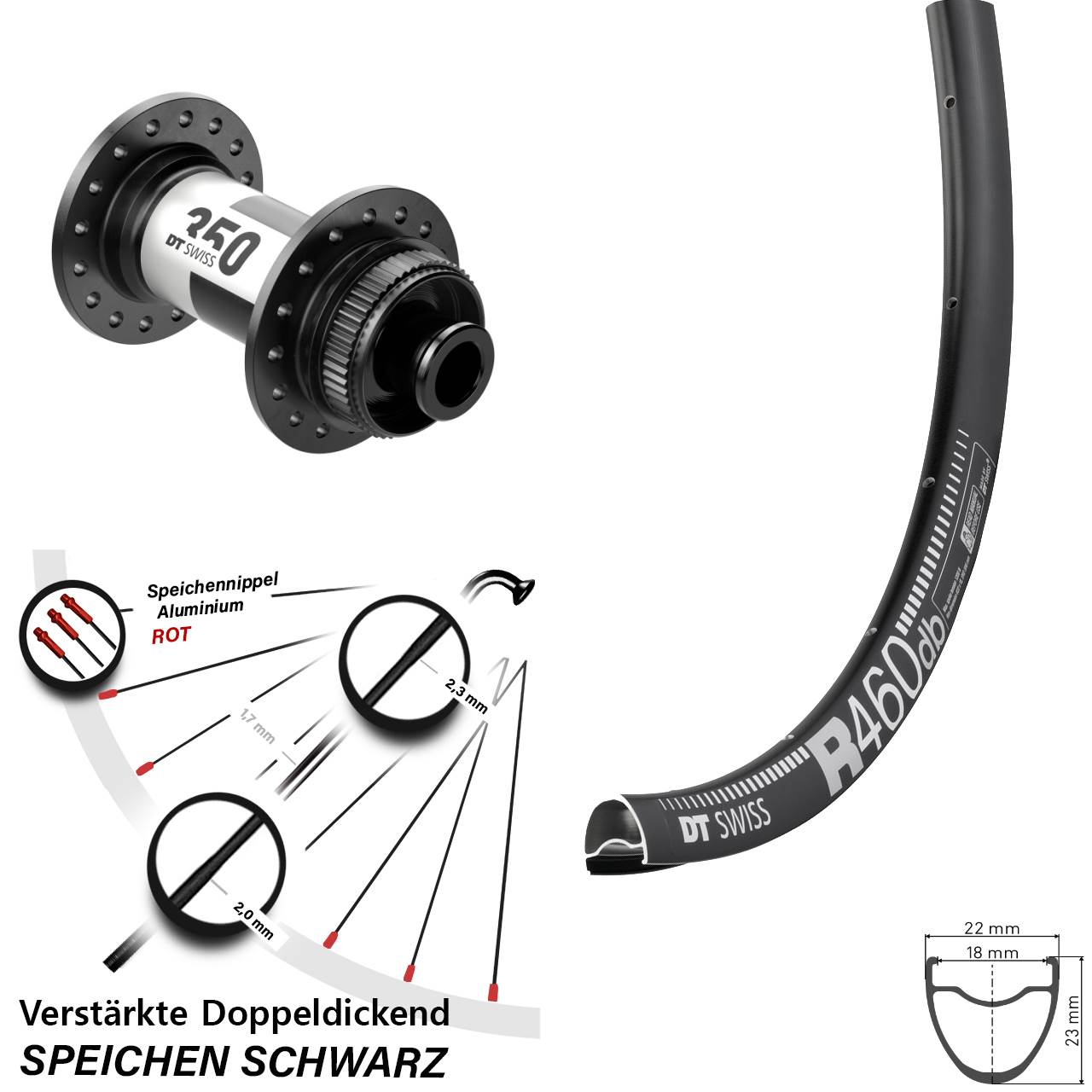 DT Swiss R 460 DT Swiss 350 Road 28 Zoll Centerlock Vorderrad 12x100