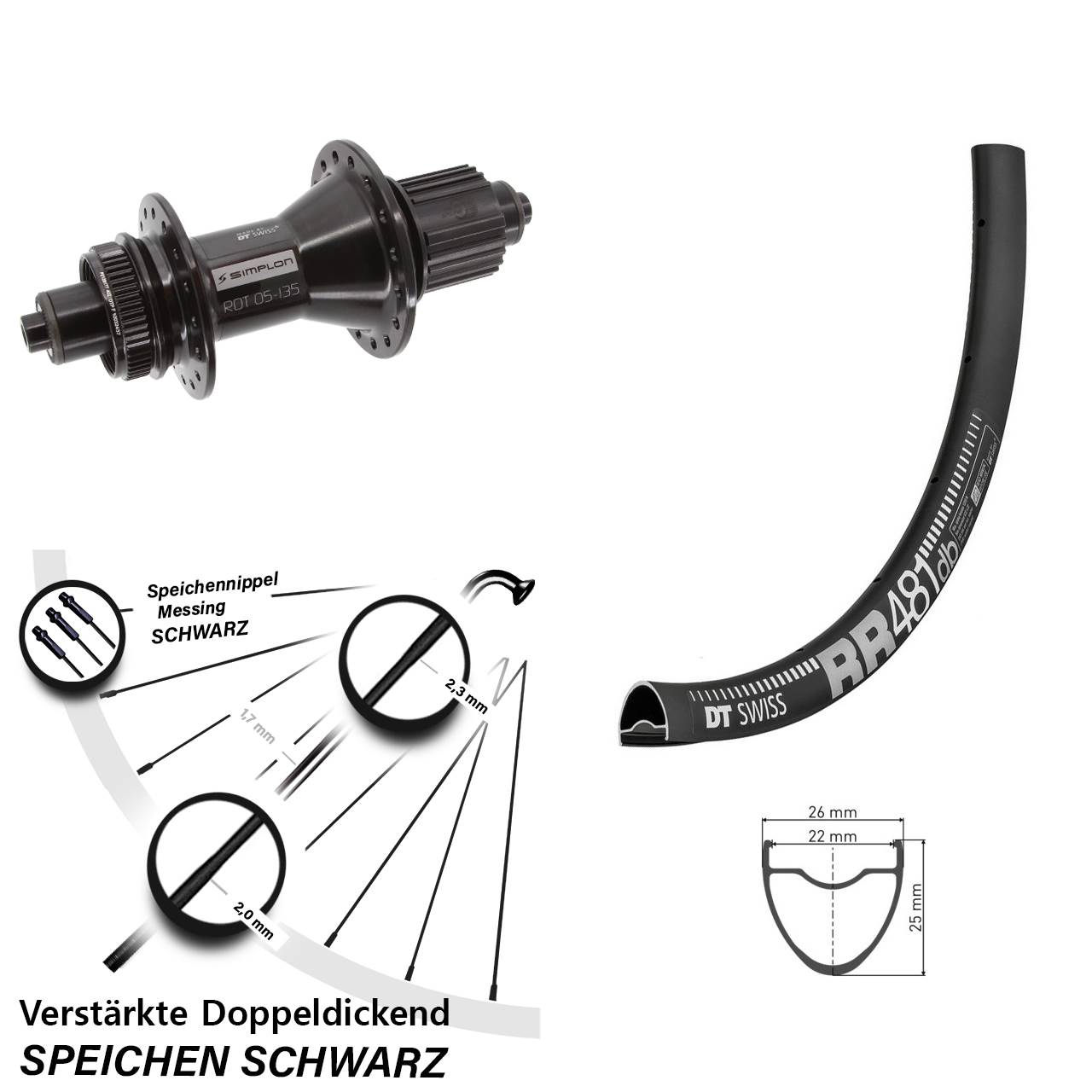 DT Swiss RR 481-370 Hybrid 28 Zoll Centerlock Hinterrad QR Micro Spline