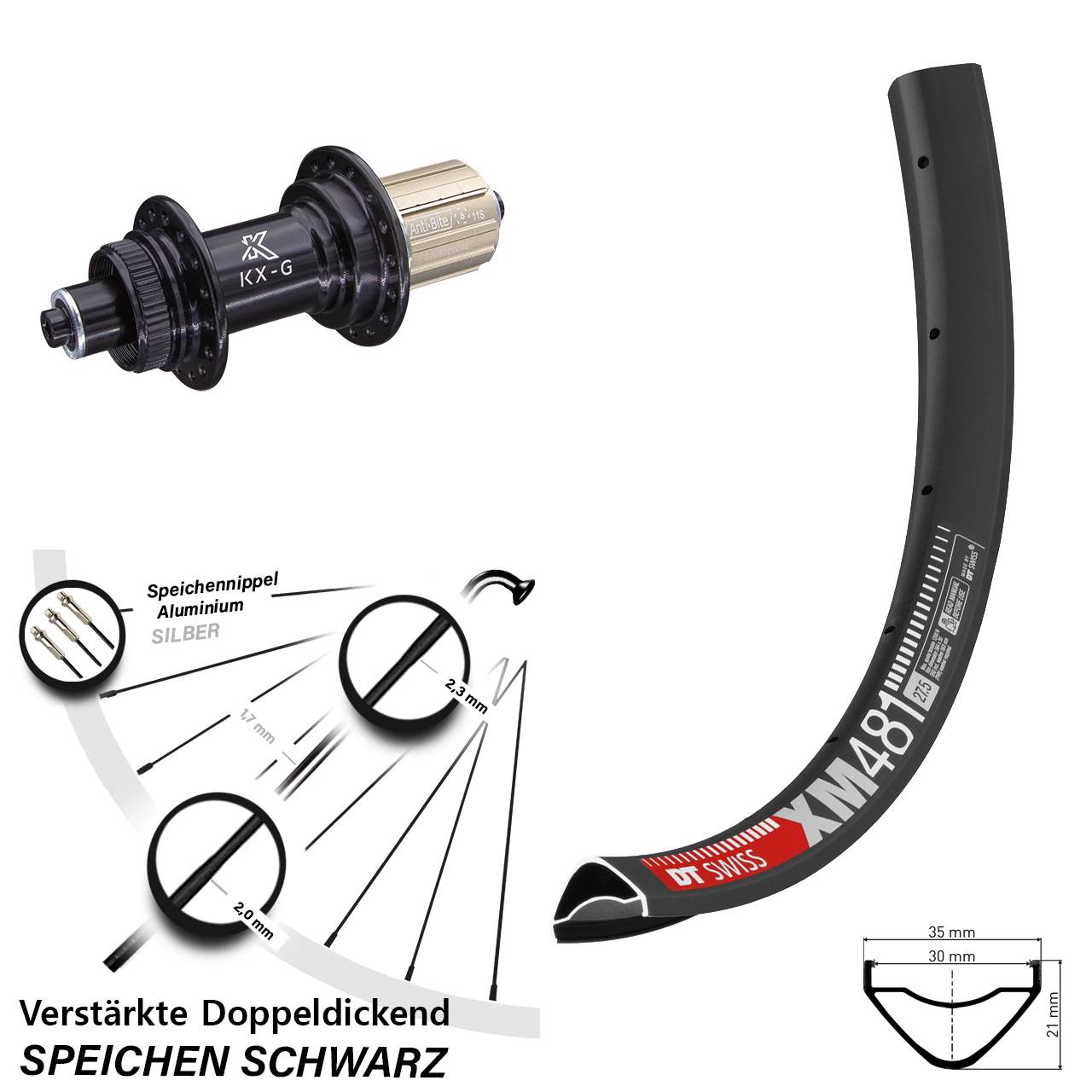 Centerlock Hinterrad QR 29 Zoll DT Swiss XM481 KX-G 8-12 fach HG