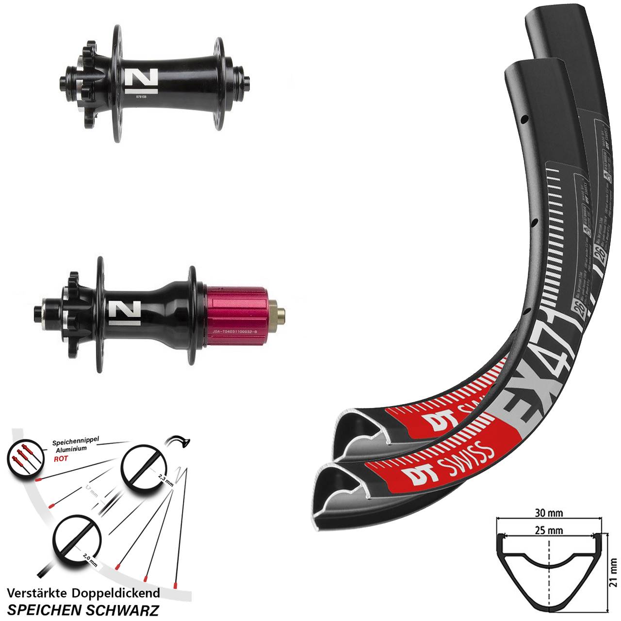 Laufrad-Satz QR 27,5 Zoll DT Swiss EX471 Novatec D791-Superlight 8-12 fach HG