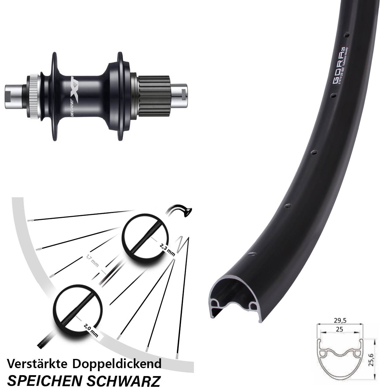 Hinterrad Centerlock 12x142 29 Zoll Gora 25 Shimano FH-M8110 Micro Spline