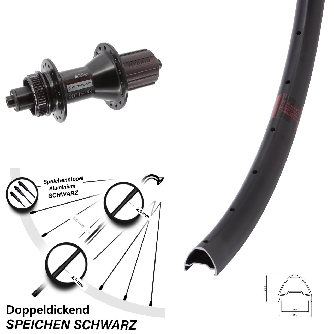 Hinterrad Centerlock für Schnellspanner 27,5 Zoll KX Clue DT Swiss 370 Hybrid 8-11 fach HG