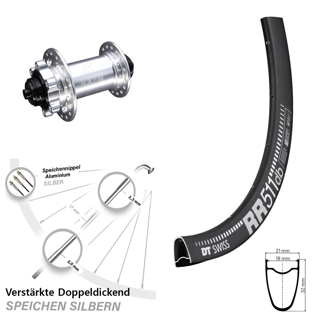 Disc Vorderrad 28 Zoll DT Swiss RR 511 KX-M QR