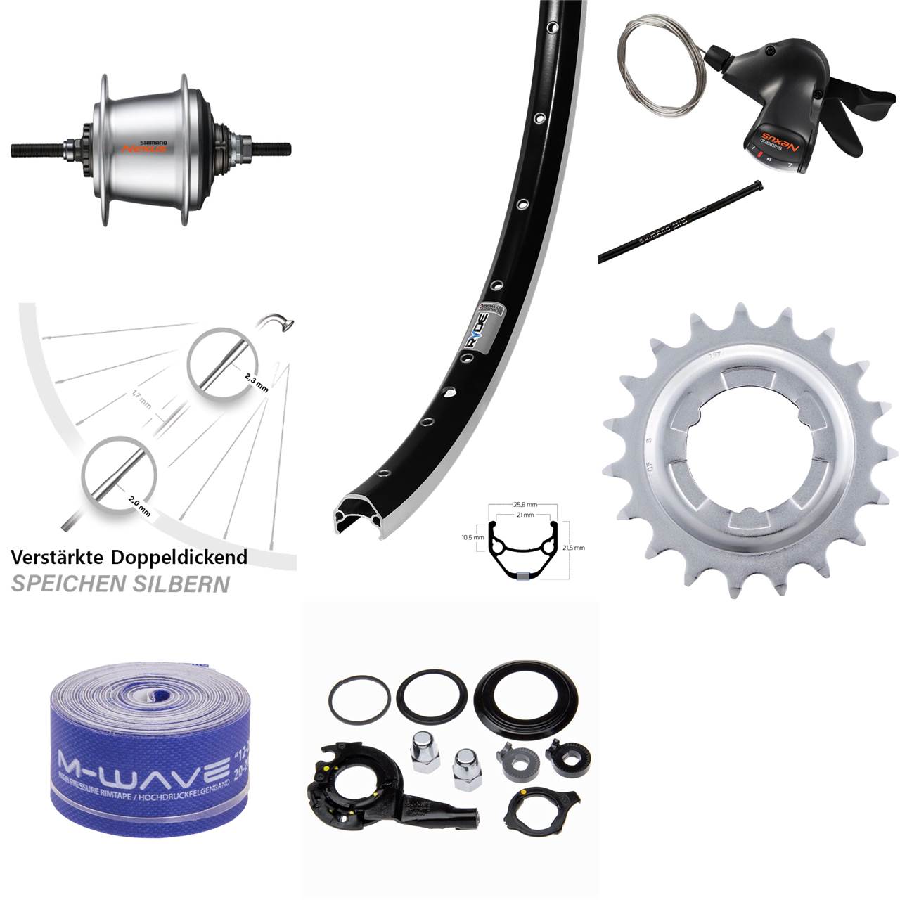 27,5 Zoll Ryde Zac 421 Hinterrad Shimano 7 Gang SG-C3001 Freilauf