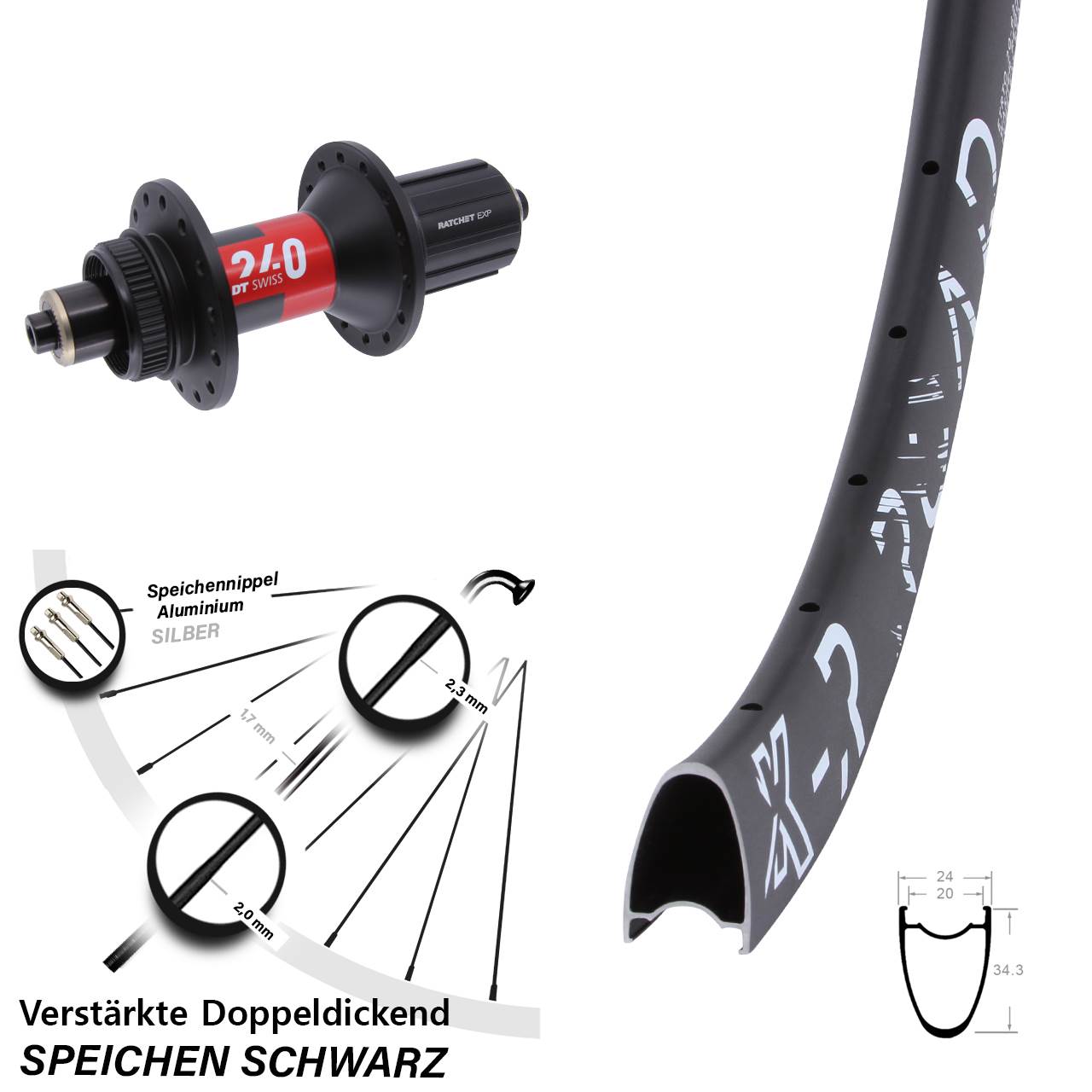 KX-R Road DT Swiss 240 EXP 28-29 Zoll Disc Laufrad QR 11-12 fach HG