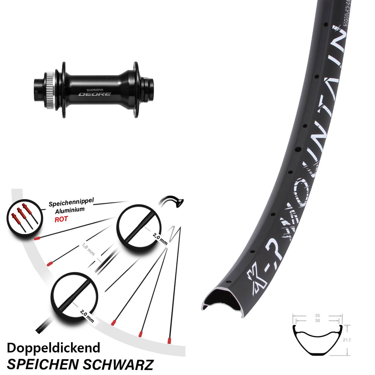 Boost Disc Vorderrad 15x110 27,5 Zoll KX-R Mountain Shimano Deore