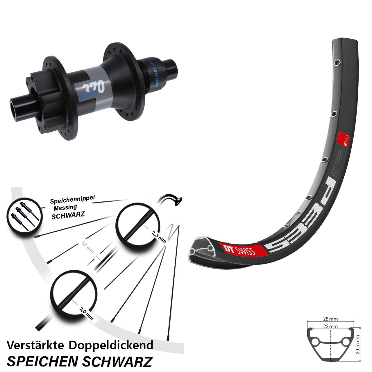 Disc Laufrad 650B DT Swiss 533d Hybrid 370 XD 11-12 fach 12x148