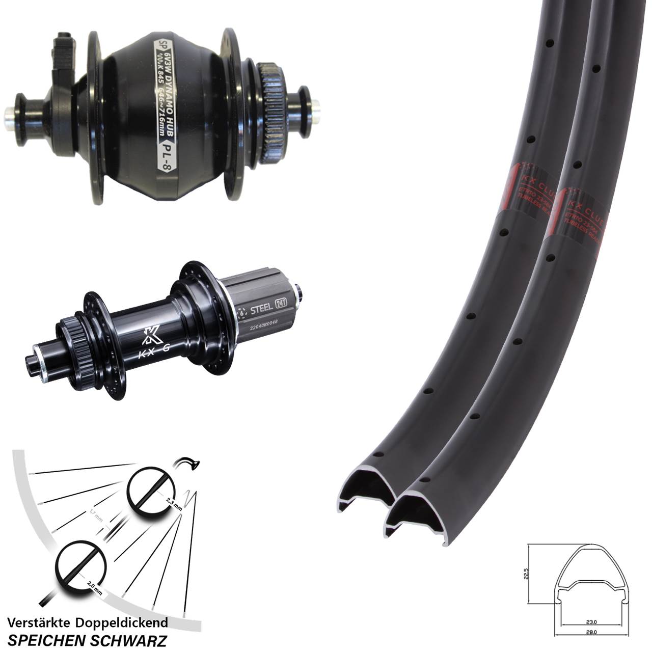 KX-GS Clue SP PL-8 29 Zoll Laufradsatz für Schnellspanner 8-12 fach