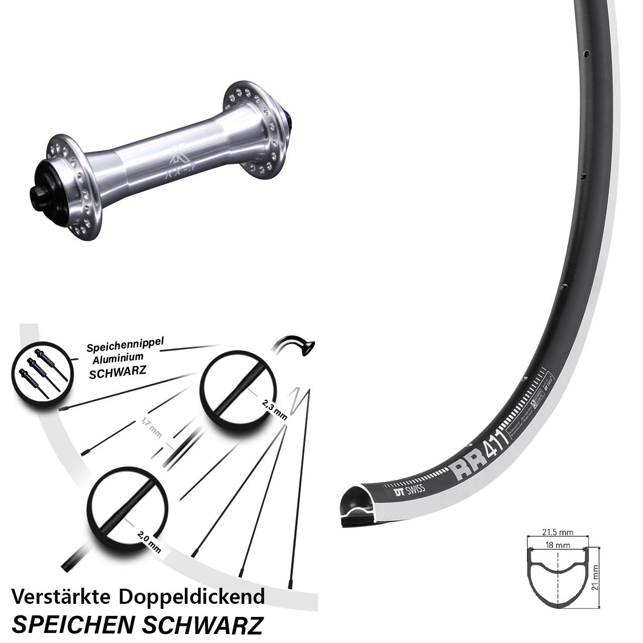 Vorderrad 28 Zoll DT Swiss RR 411 KX-R QR