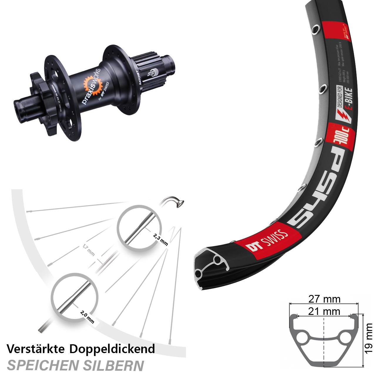 28 Zoll DT Swiss 545d 350 Hinterrad 6-Loch 12x142 Shimano Micro Spline