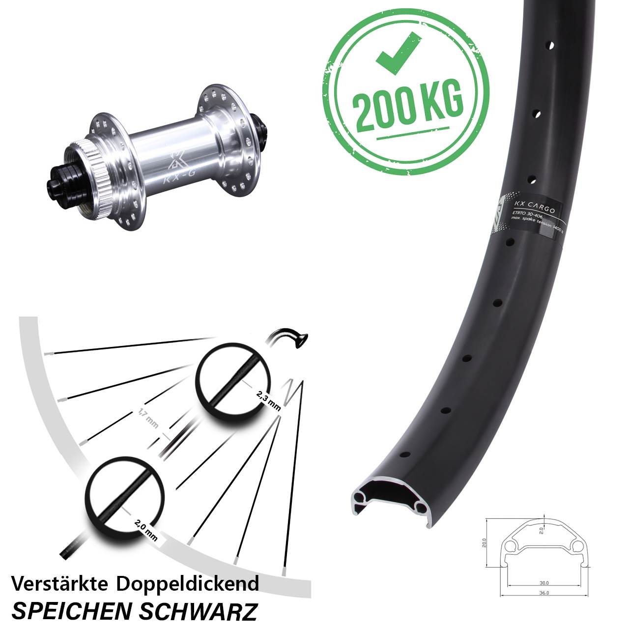 Disc Vorderrad 27,5 Zoll KX-G Cargo für Schnellspanner