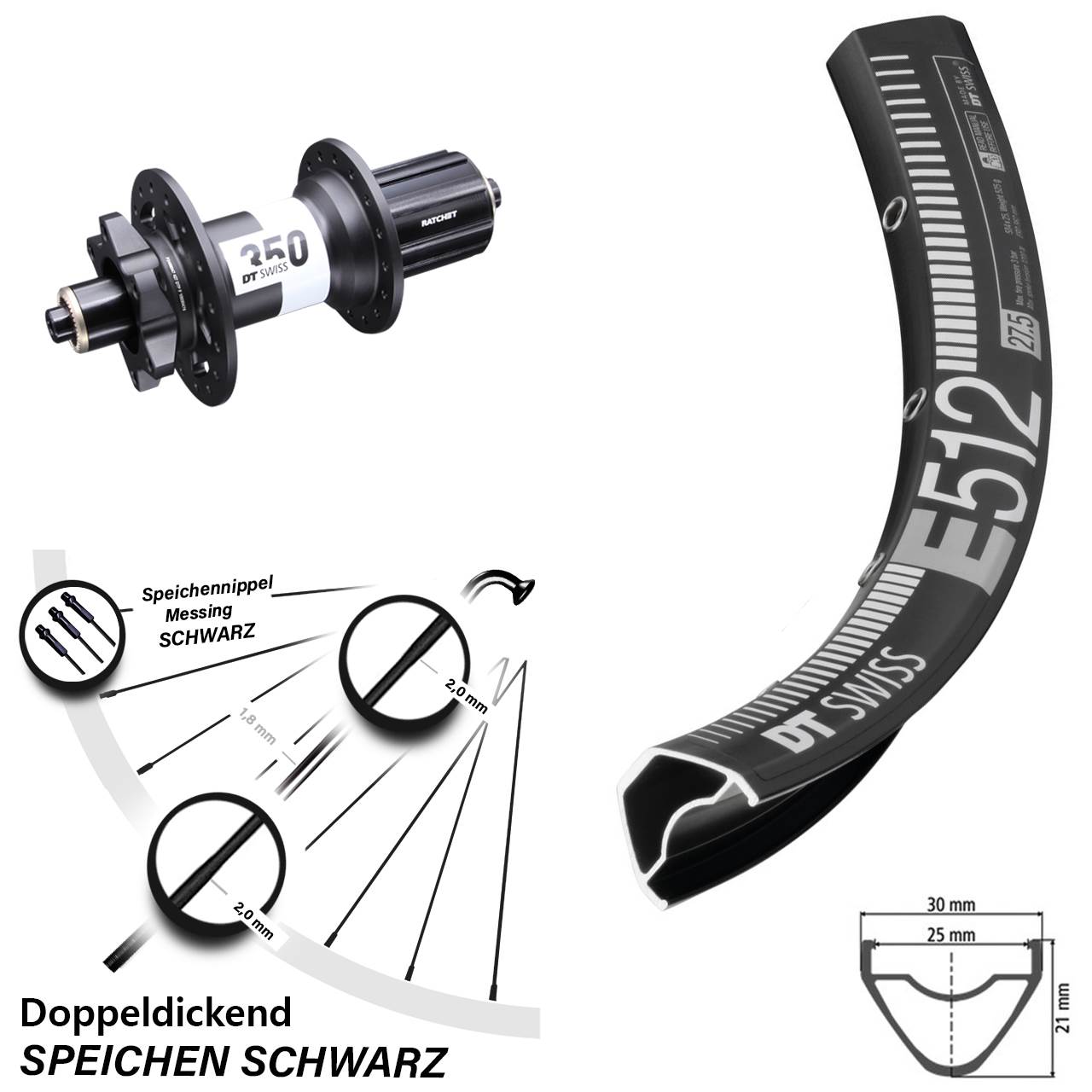 29 Zoll Hinterrad DT Swiss E 512 und 350 11-fach