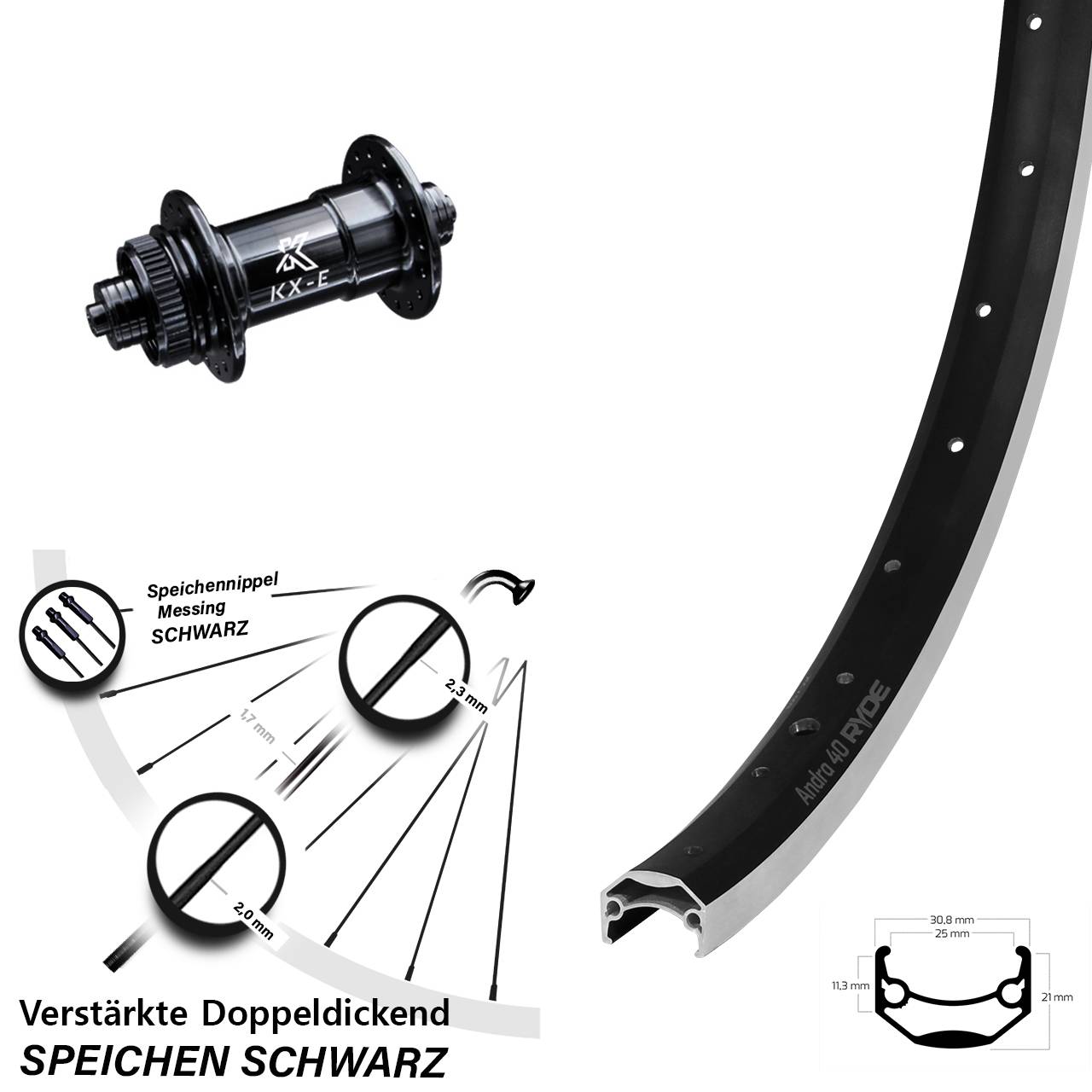 KX-E für Ryde Andra 40 CNC Vorderrad 28 Zoll