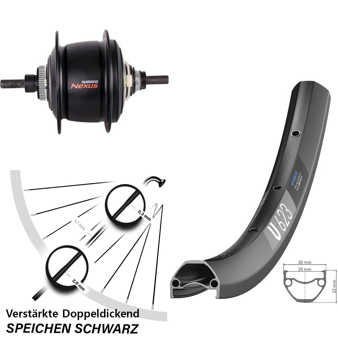 28-29 Zoll 8-Gang Centerlock DT Swiss U623 Hinterrad