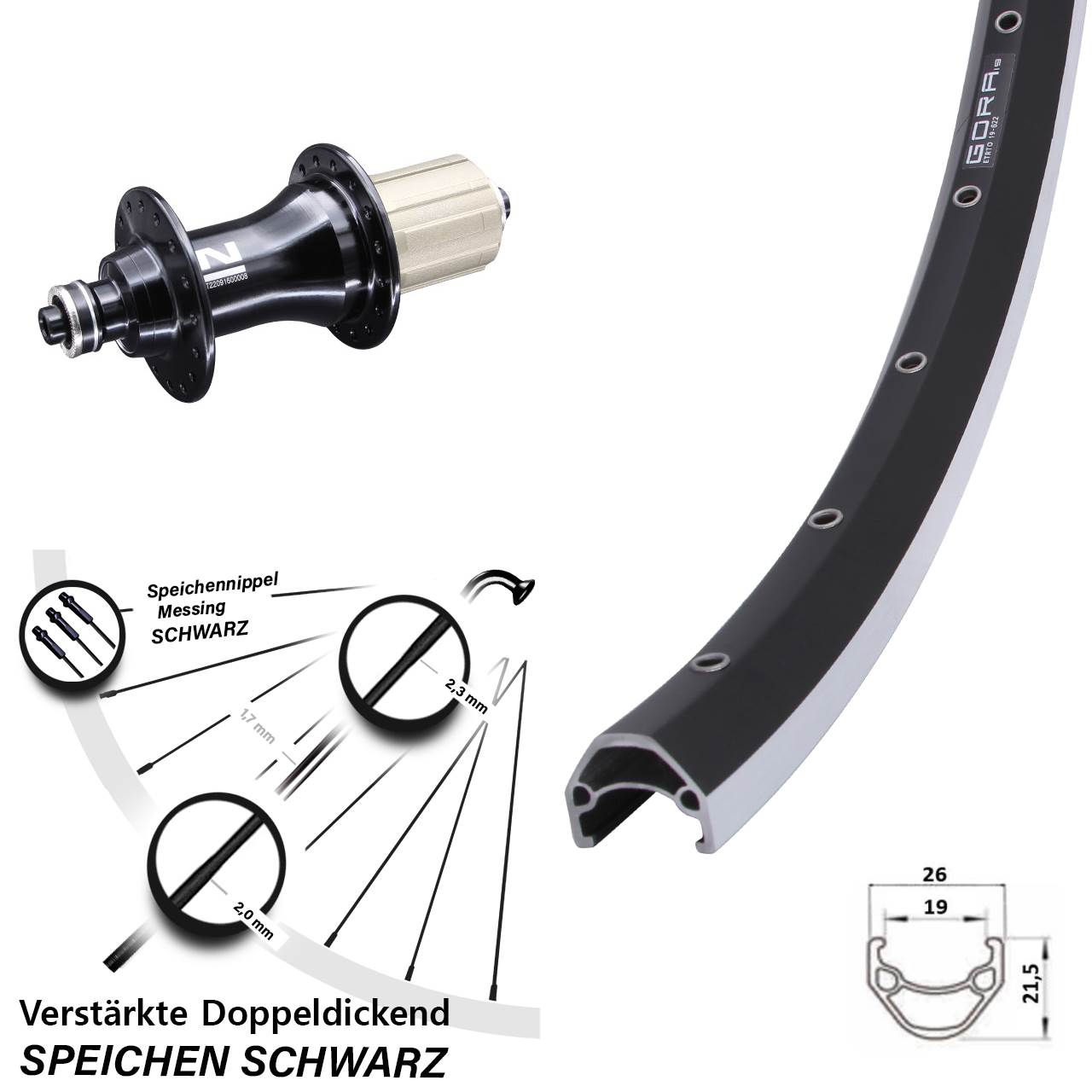 28 Zoll Gora 19 Novatec F162 Hinterrad QR 8-12 fach HG