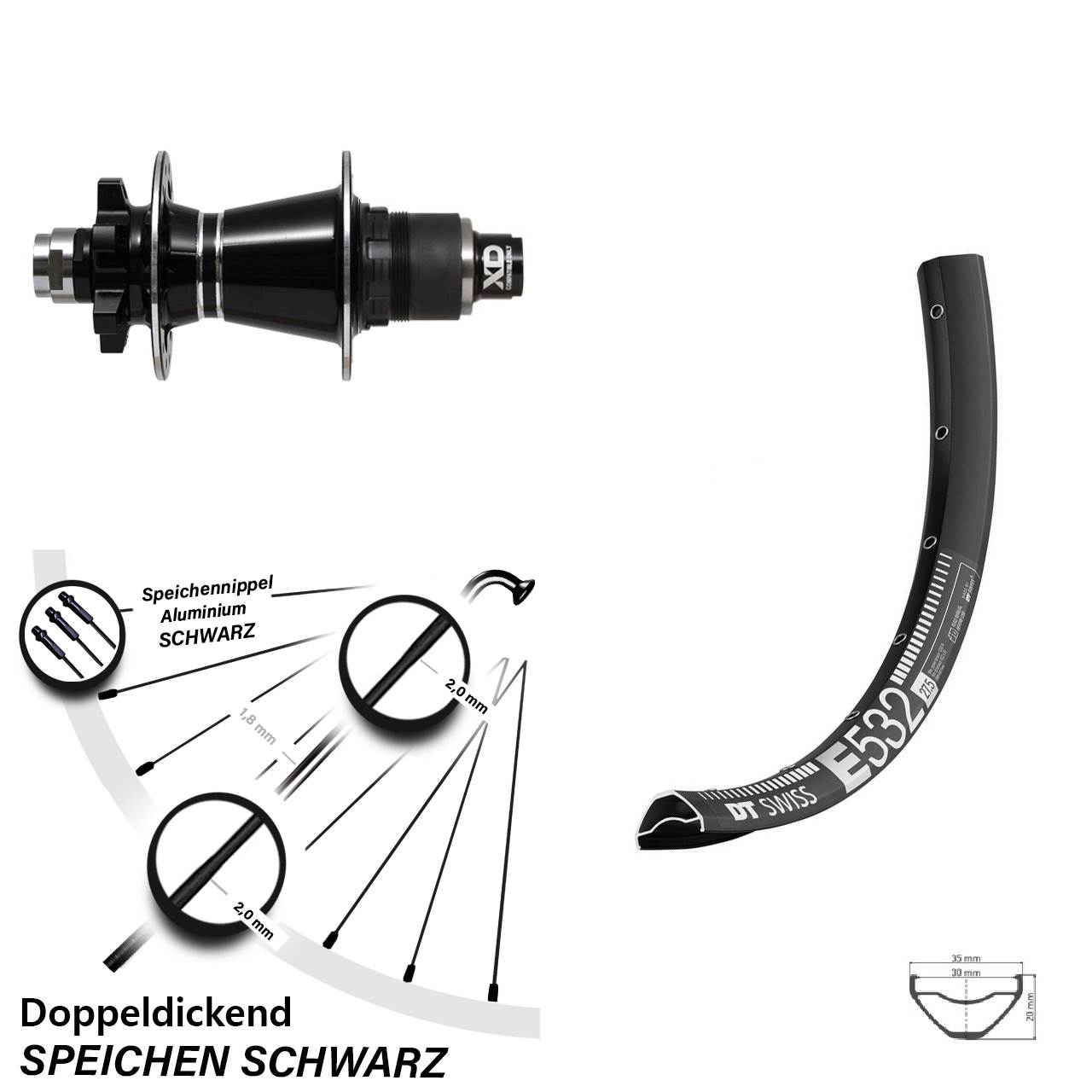 Hinterrad 6-Loch 29 Zoll DT Swiss E532 Formula GDC XD 12x142