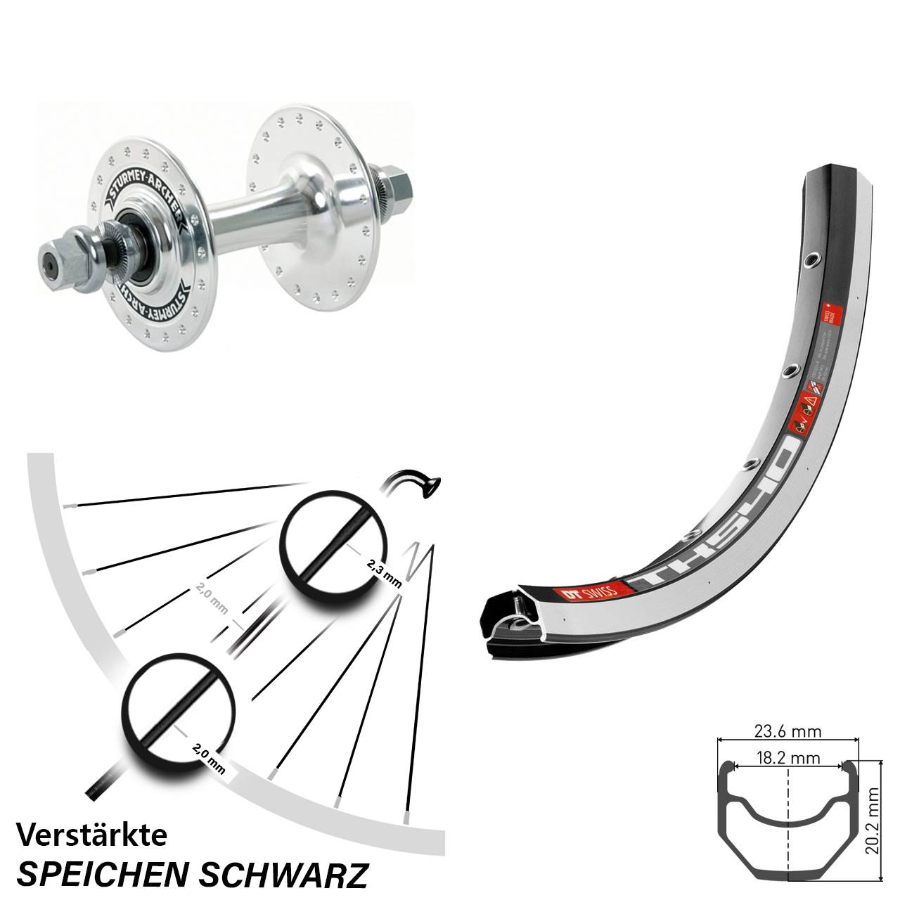 DT Swiss TK540 Sturmey Archer HBT30 28 Zoll Laufrad Vollachse