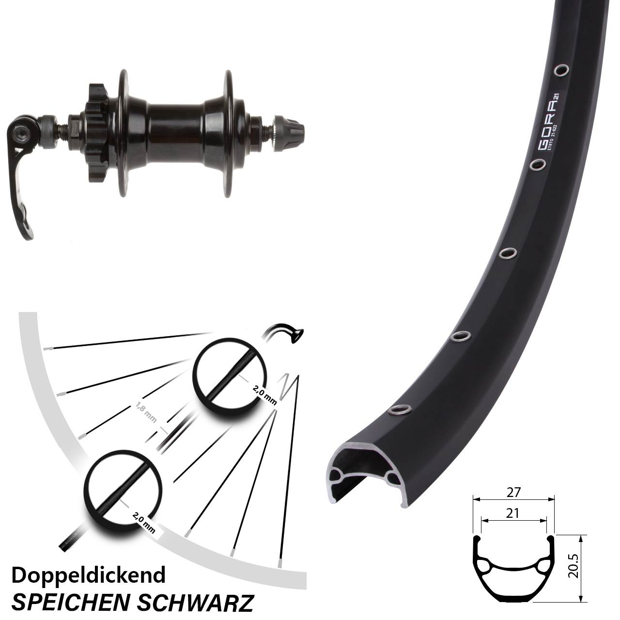 Disc Laufrad für Schnellspanner 28 Zoll Gora 21 Novatec