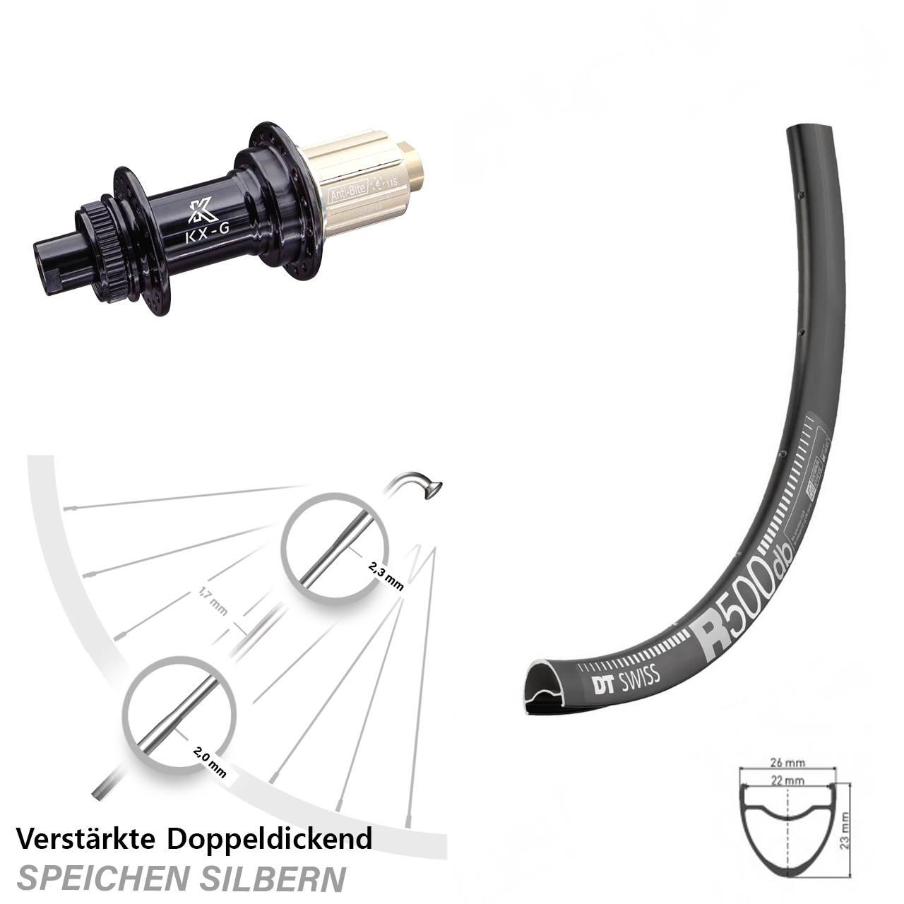 Disc Hinterrad 29 Zoll DT Swiss R 500 KX-G 8-12 fach HG 12x142