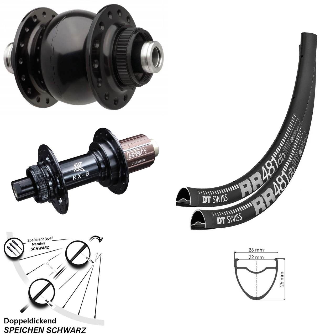 Laufradsatz roter SON 28 Zoll DT Swiss RR 481 KX-B 8-12 fach HG 12x110/148