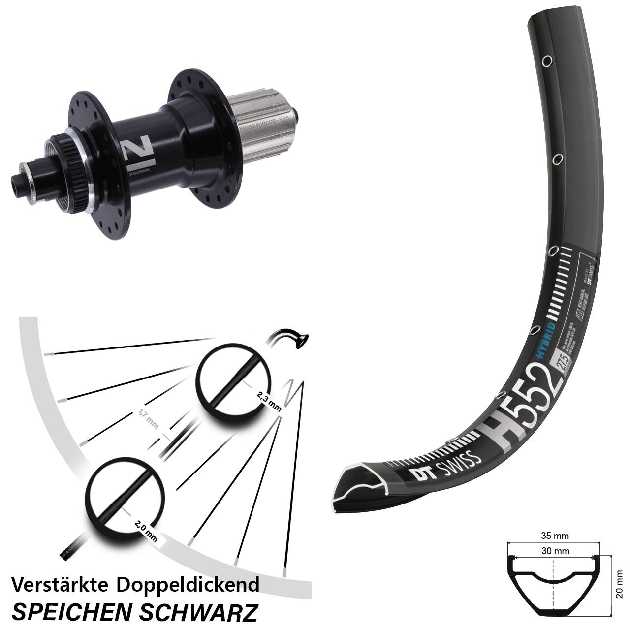 Disc Hinterrad 29 Zoll DT Swiss H 552 Novatec D042SB 8-12 fach HG für Schnellspanner