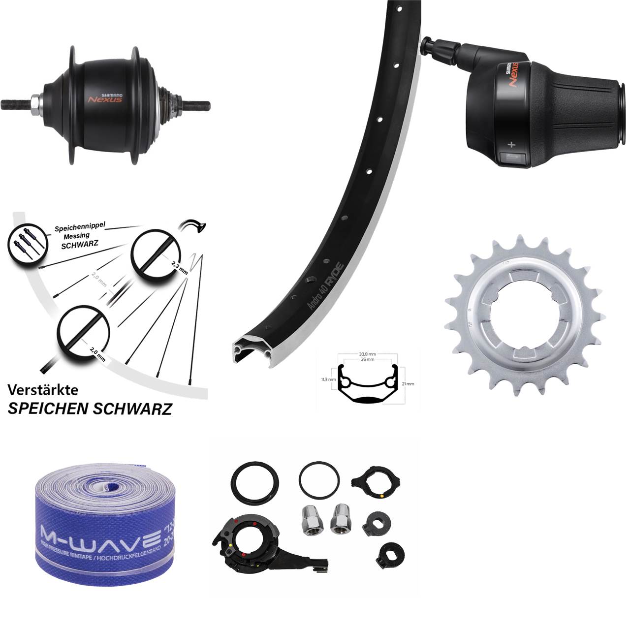 Hinterrad 24 Zoll Ryde Andra 40 Shimano Nexus 8 Gang Premium
