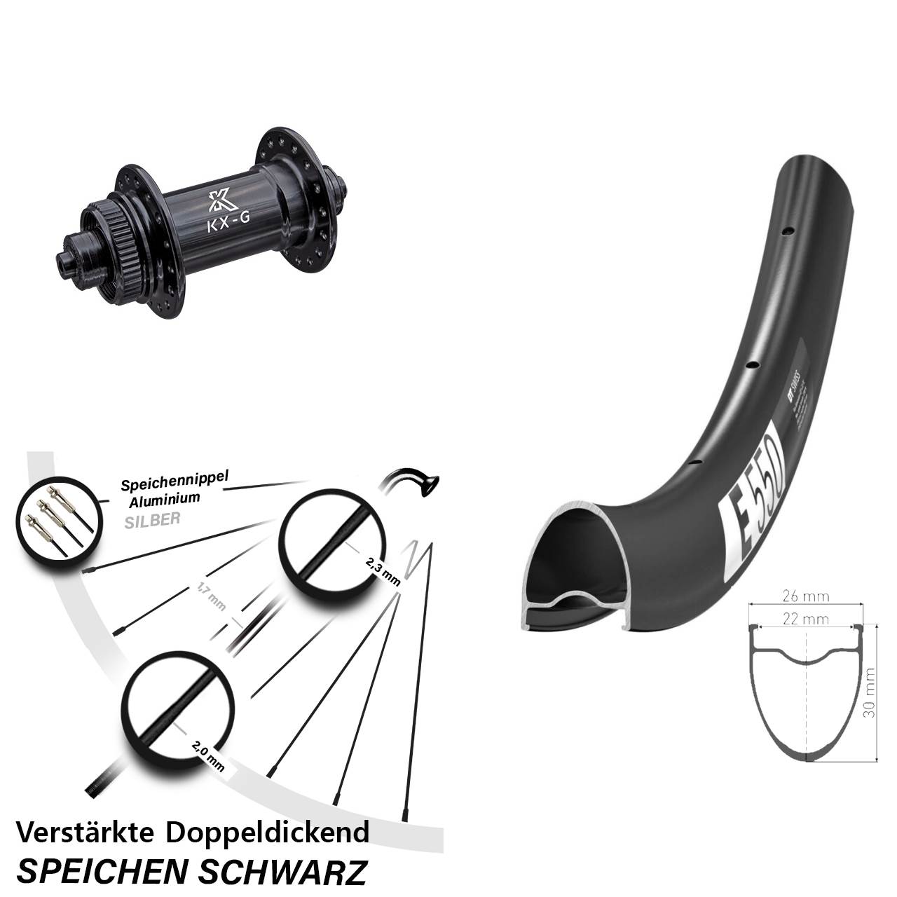 Disc Vorderrad 28 Zoll DT Swiss E550 KX-G QR