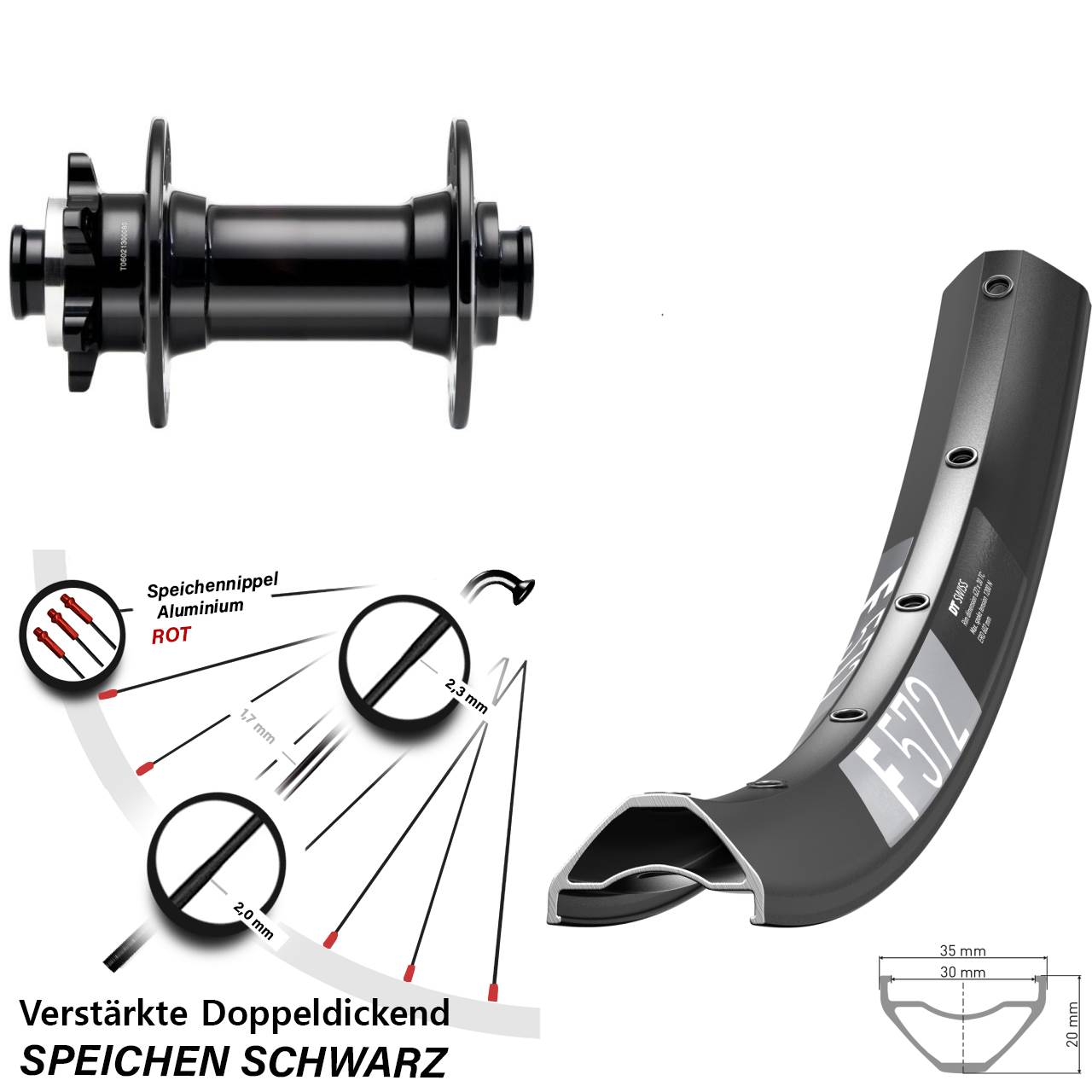 DT Swiss F 572 Novatec D341-B15 27,5 Zoll Vorderrad 6-Loch 15x110 Boost