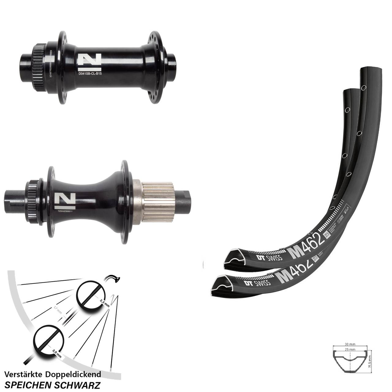 Disc Laufradsatz 15x110 12x148 29 Zoll DT Swiss M462 Novatec D041 D462SB Micro Spline