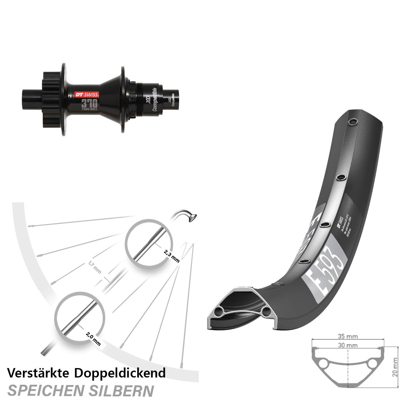 Disc Hinterrad 12x142 29 Zoll DT Swiss E593-370 SRAM XD