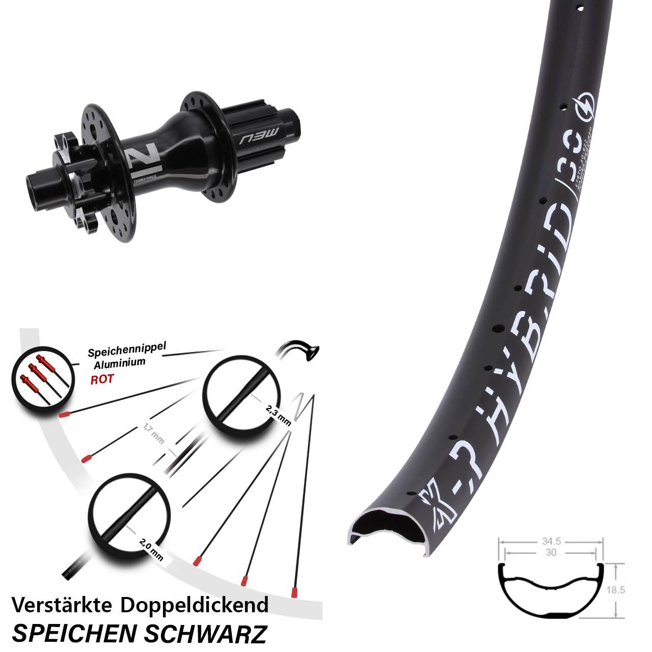 Hinterrad 6-Loch 12x142 29 Zoll KX-R Hybrid 30 Novatec Superlight Campagnolo N3W