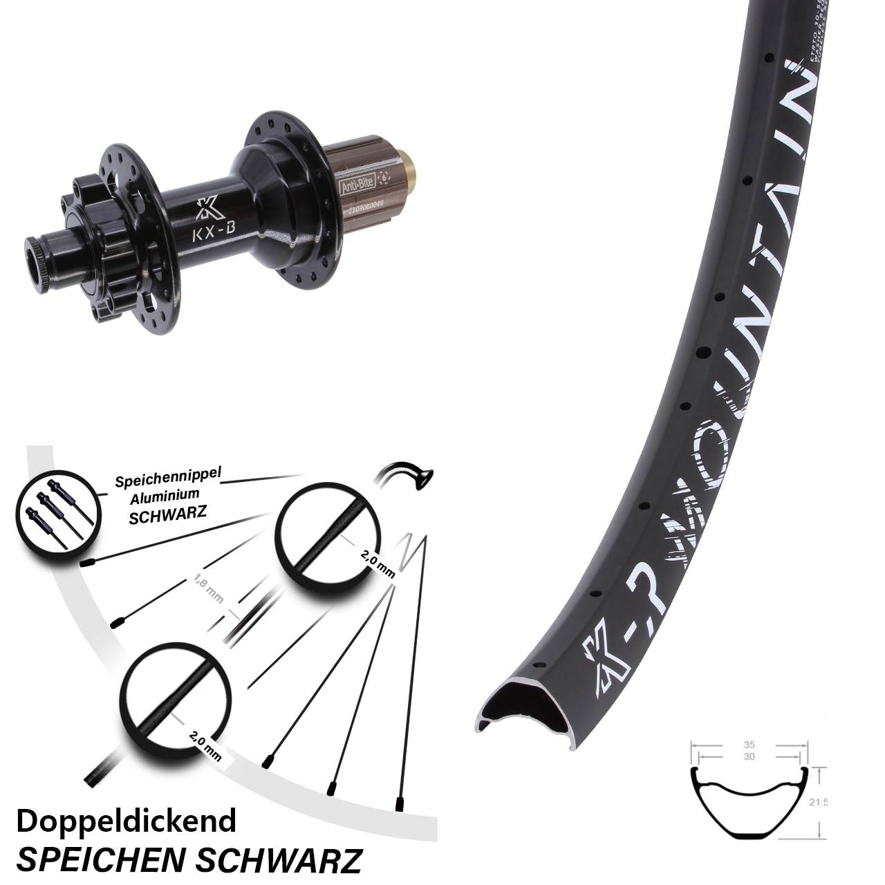 29 Zoll KXR-B Mountain Laufrad 12x148 Boost 8-11 fach HG