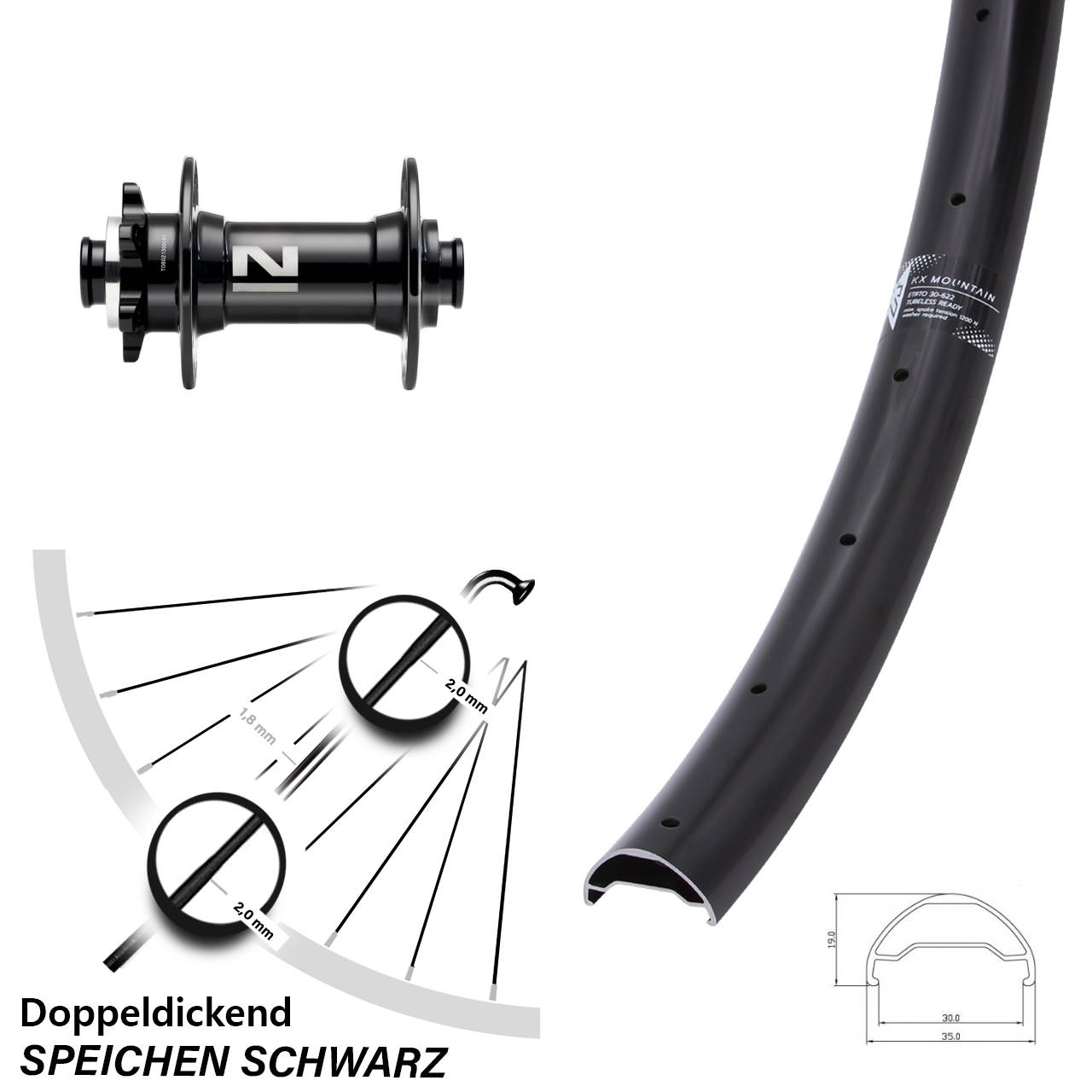 Vorderrad 6-Loch 29 Zoll KX Mountain TR Novatec D041SB 15x110 Boost