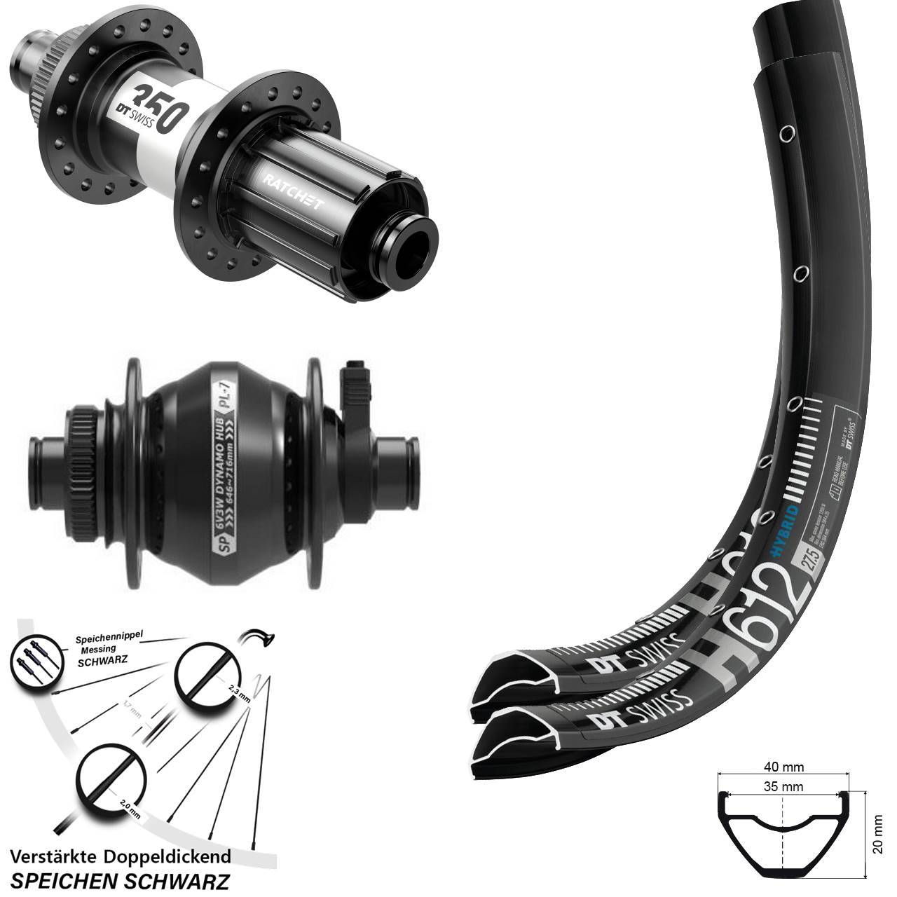 Disc Laufradsatz 27,5 Zoll DT Swiss H612 350 SP PL-7 11-12 fach 12x/142
