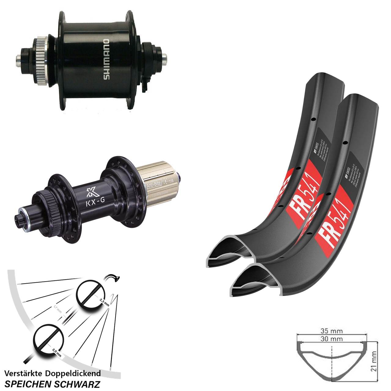 DT Swiss FR 541 KX-G Shimano DH-UR700-3D 29 Zoll Laufradsatz Centerlock QR 8-12 fach