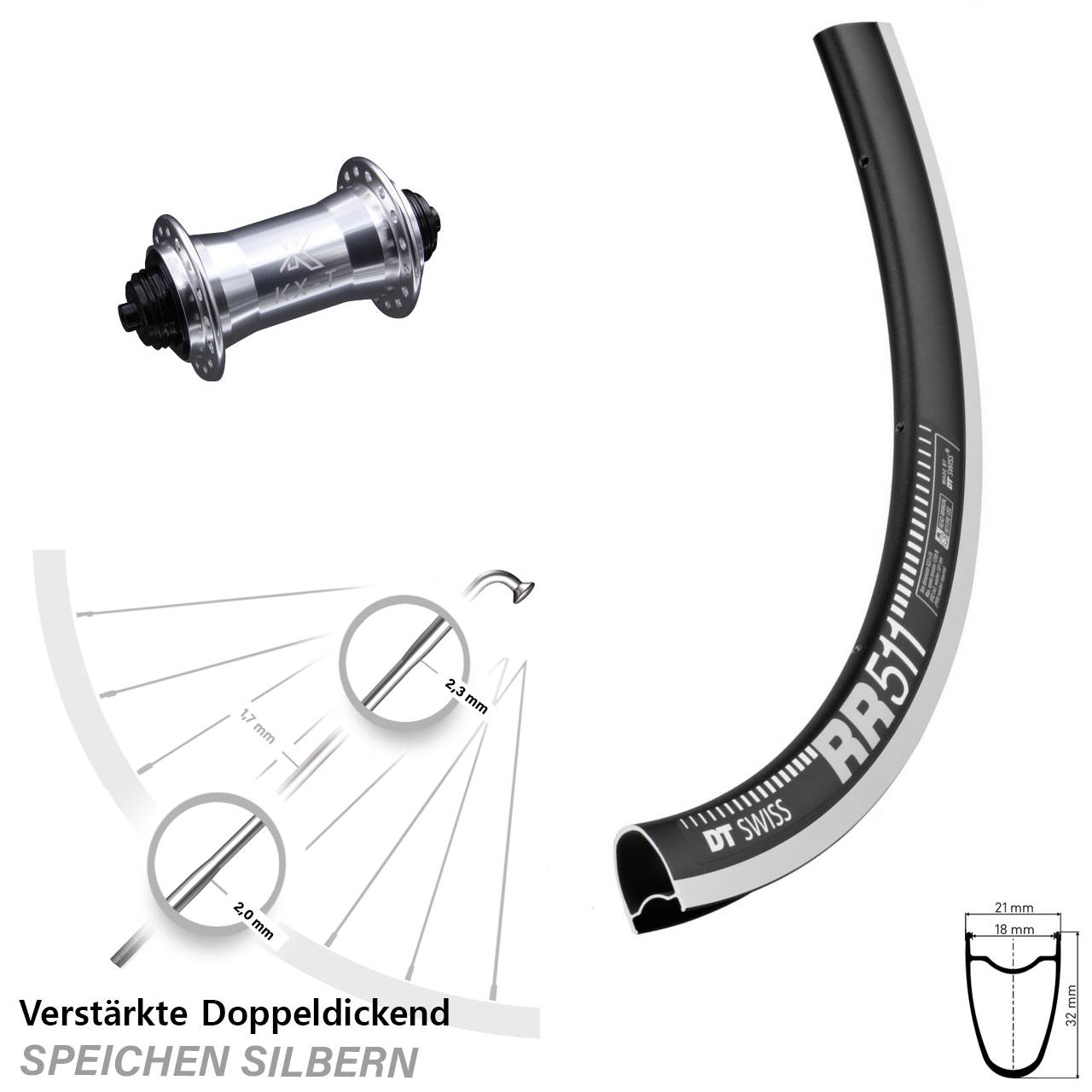 Vorderrad 28 Zoll DT Swiss RR 511 KX-T QR