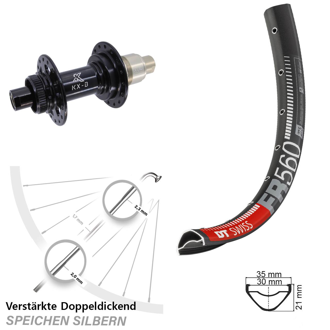 Hinterrad Centerlock 26 Zoll DT Swiss FR 560 KX-B SRAM XD 12x148 Boost