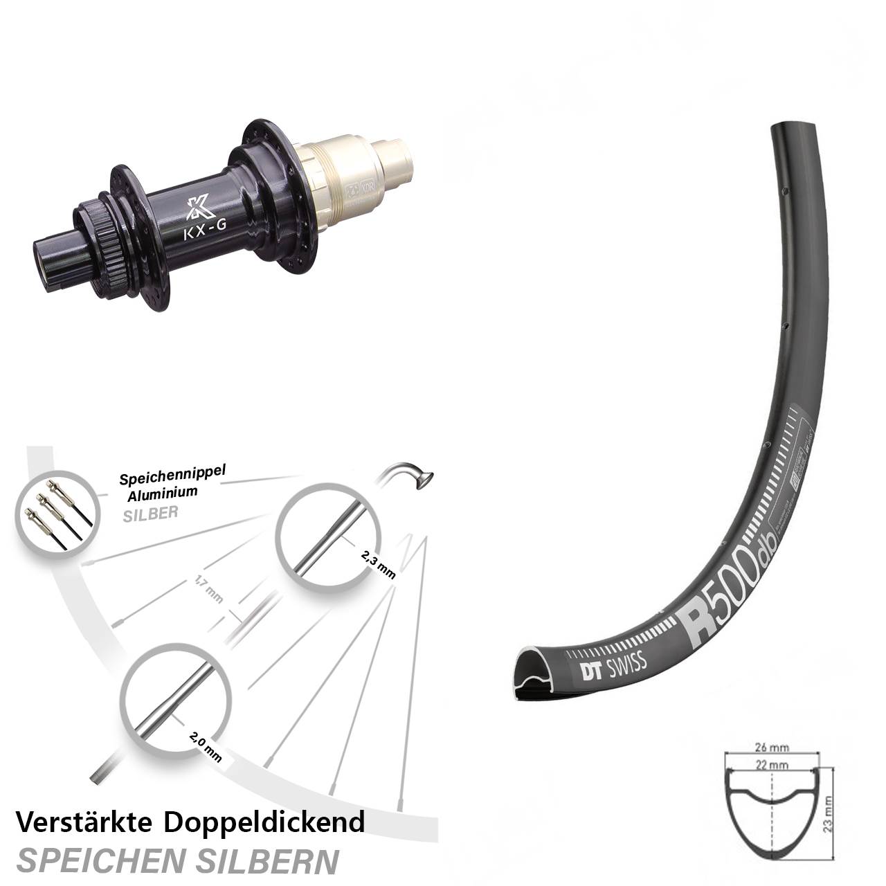 Hinterrad Centerlock 12x142 29 Zoll DT Swiss R500 KX-G XDR 11-12 fach