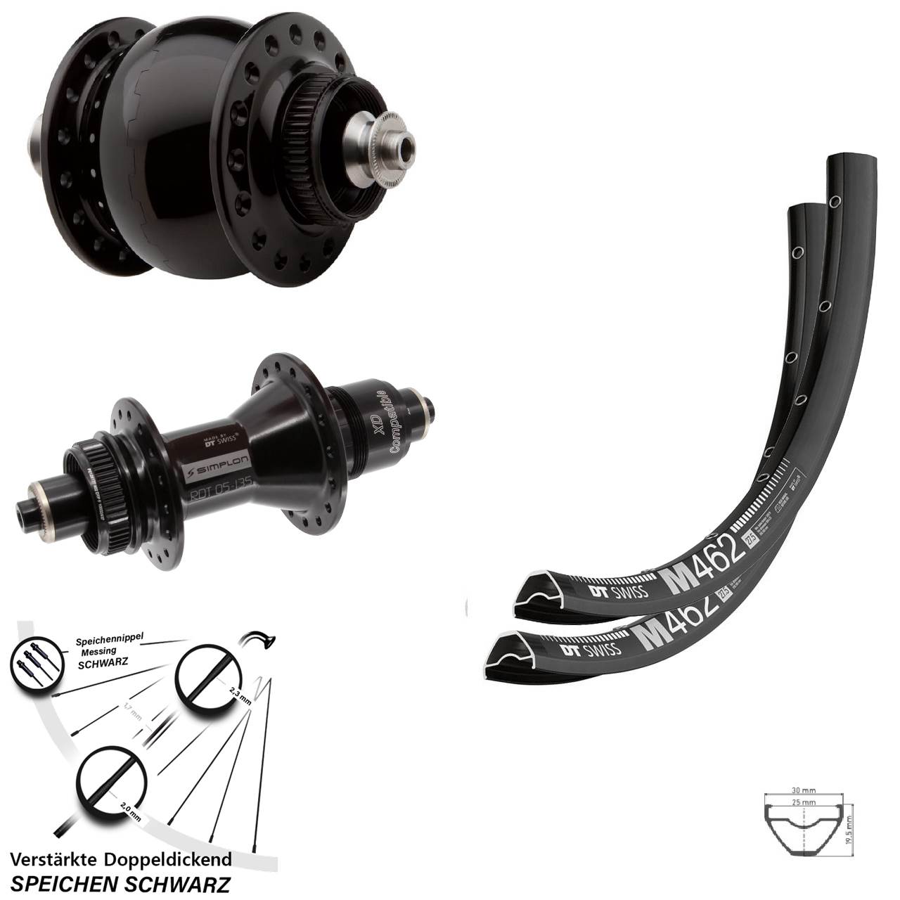 Disc Laufradsatz QR 650B DT Swiss M 462 370 SON 28 XD