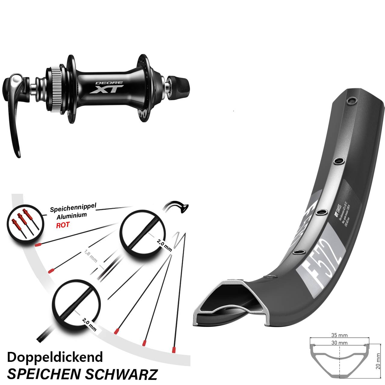 Disc Vorderrad 29 Zoll DT Swiss F572 Shimano XT QR