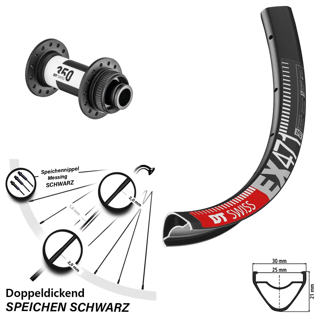 650B DT Swiss EX 471 350 Vorderrad Centerlock 15x100