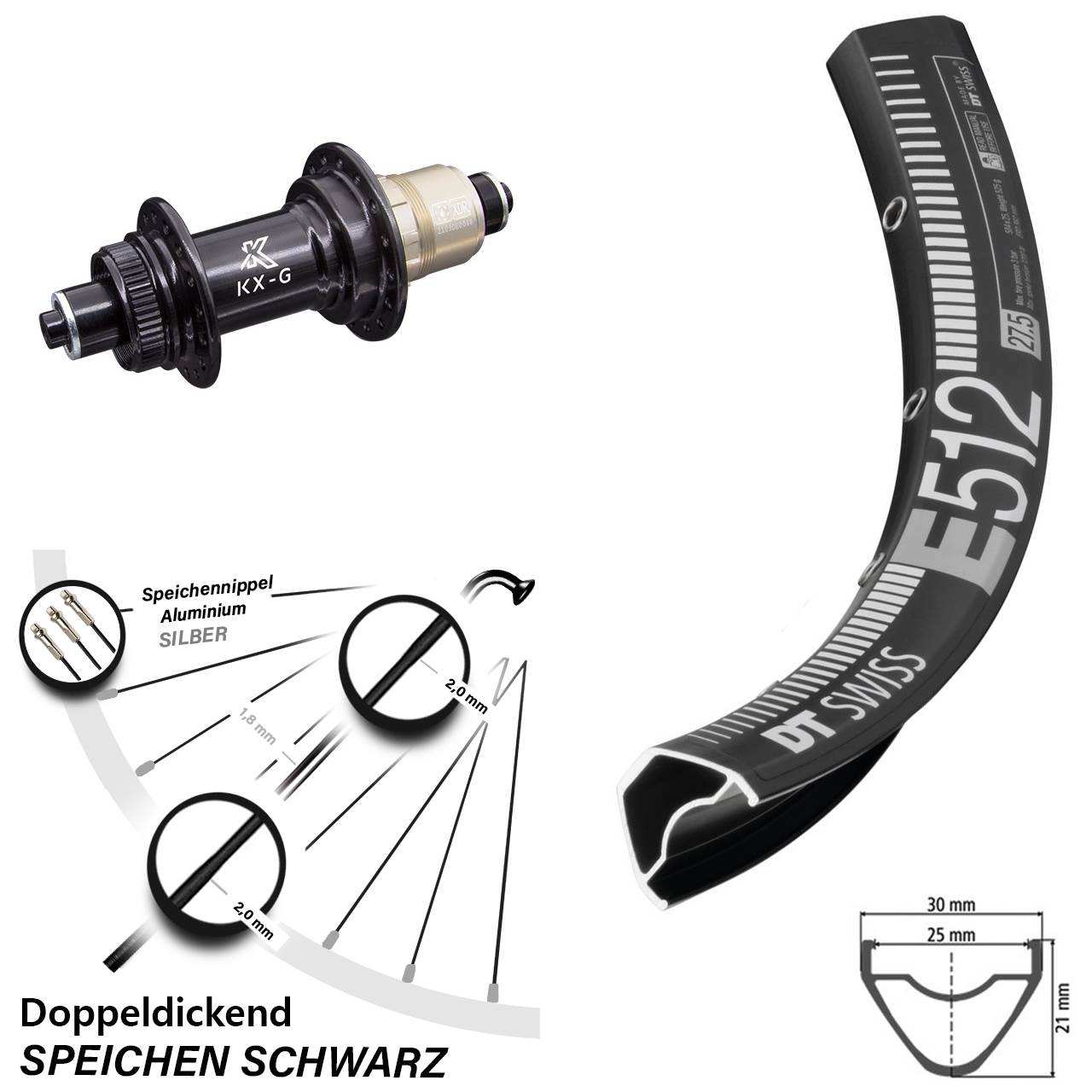 DT Swiss E512 KX-G XD-R 29 Zoll Disc Laufrad QR