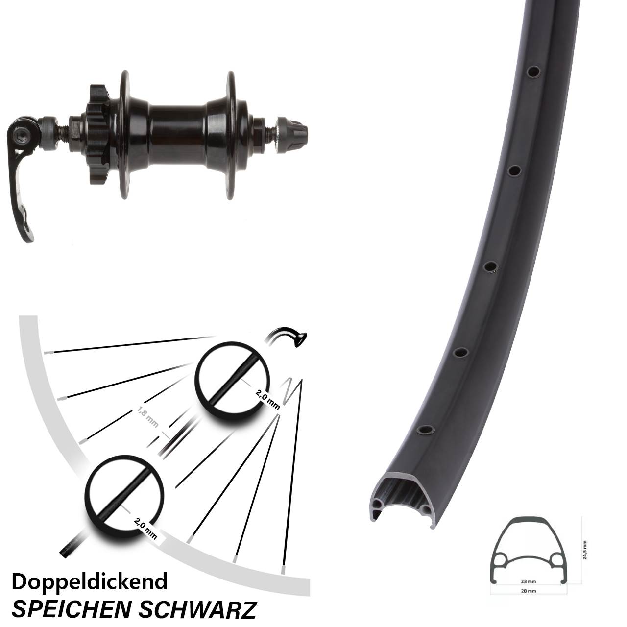 28-29 Zoll Ambrosio Sport Novatec Disc Vorderrad für Schnellspanner