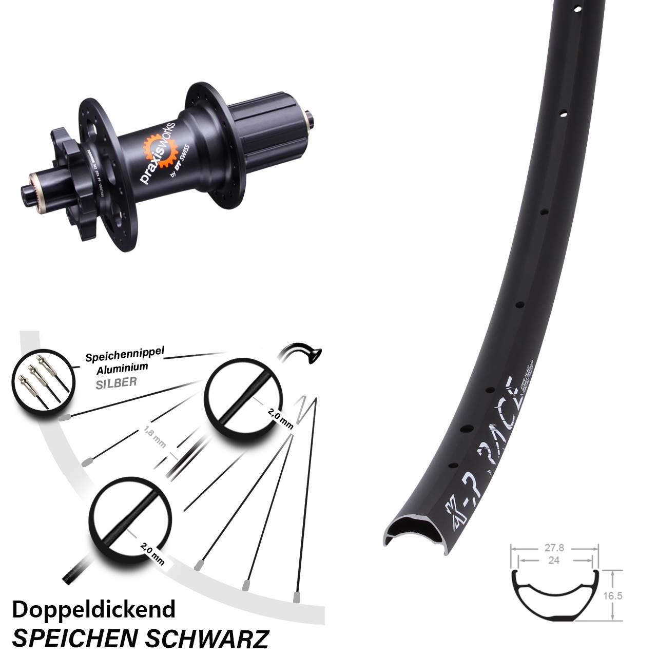 Disc Laufrad 29 Zoll KX-R Race DT Swiss 350 8-11 fach QR