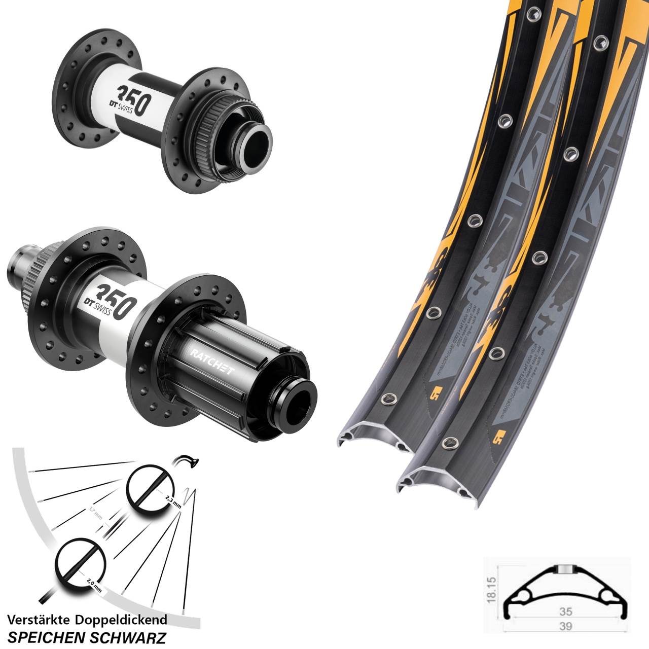 Rodi TRYP 35 DT Swiss 350 27,5 Zoll Centerlock Laufradsatz 15x100 12x142 8-11 fach HG