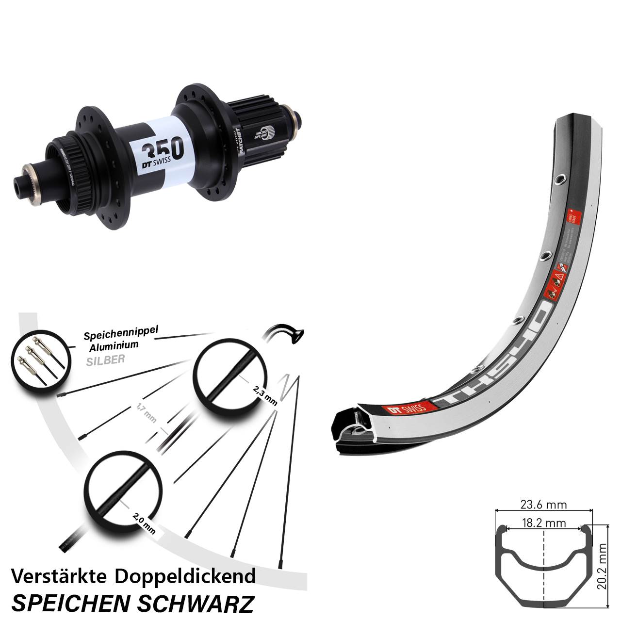Hinterrad QR 28 Zoll DT Swiss TK540-350 Micro Spline