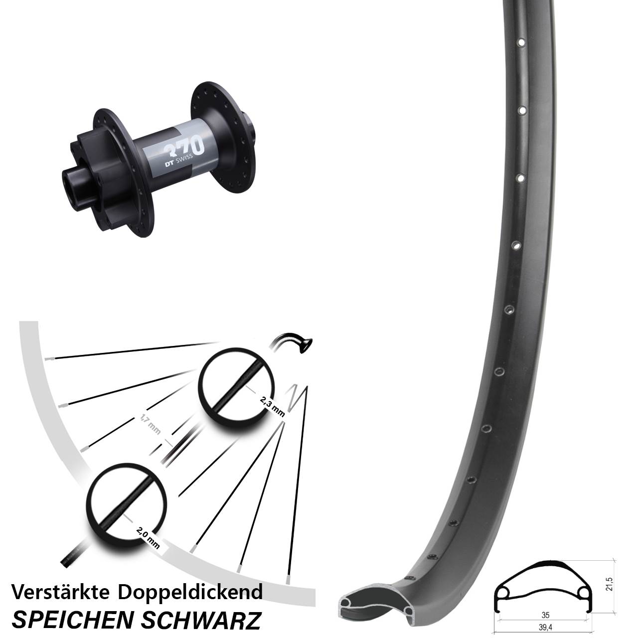 Ambrosio E35 DT Swiss 370 27,5 Zoll Disc Vorderrad 15x100